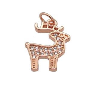 Copper Reindeer Pendant Pave Zircon Christmas Rose Gold, approx 12-15mm [FN32836]