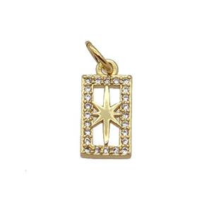 Copper Rectangle Pendant Pave Zircon Northstar Gold Plated, approx 6.5-11mm [FN32844]