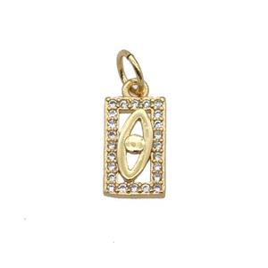 Copper Rectangle Pendant Pave Zircon Earth Gold Plated, approx 6.5-11mm [FN32845]