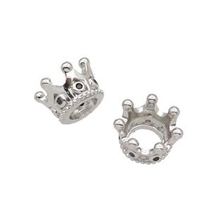 Copper Crown Beads Pave Zircon Platinum Plated, approx 7-11mm [FN32851]