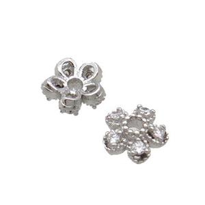 Copper BeadCaps Pave Zircon Platinum Plated, approx 6mm [FN32856]