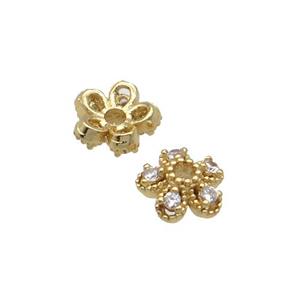 Copper BeadCaps Pave Zircon Gold Plated, approx 6mm [FN32857]