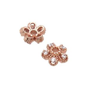Copper BeadCaps Pave Zircon Rose Gold, approx 6mm [FN32858]
