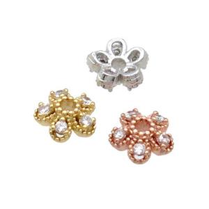Copper BeadCaps Pave Zircon Mixed, approx 6mm [FN32859]