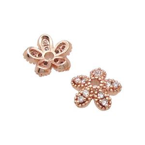 Copper BeadCaps Pave Zircon Rose Gold, approx 8mm [FN32862]