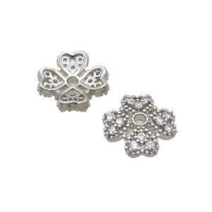 Copper BeadCaps Pave Zircon Platinum Plated, approx 12mm [FN32864]