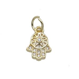 Copper Hamsahand Pendant Pave Zircon Gold Plated, approx 8-9mm [FN32869]