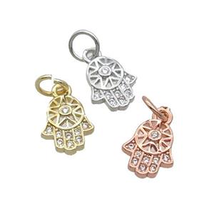 Copper Hamsahand Pendant Pave Zircon Mixed, approx 8-9mm [FN32871]