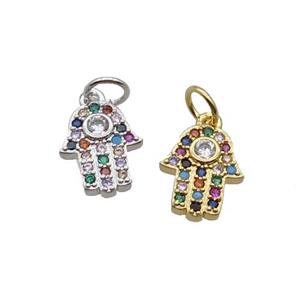 Copper Hamsahand Pendant Pave Zircon Mixed, approx 9-10mm [FN32874]