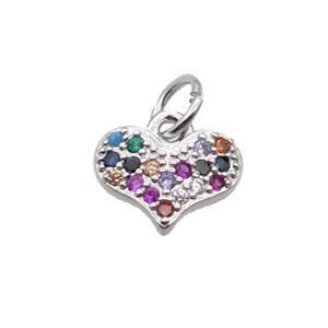 Copper Heart Pendant Pave Zircon Platinum Plated, approx 7-10mm [FN32875]