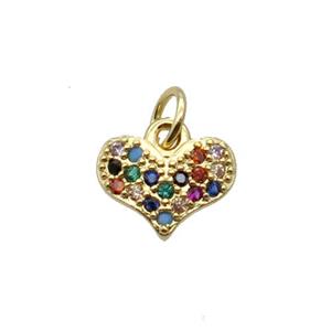 Copper Heart Pendant Pave Zircon Gold Plated, approx 7-10mm [FN32876]