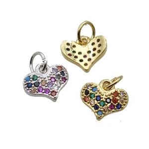 Copper Heart Pendant Pave Zircon Mixed, approx 7-10mm [FN32877]