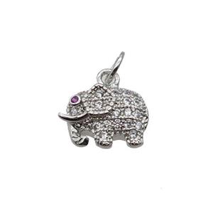 Copper Elephant Pendant Pave Zircon Platinum Plated, approx 8-11mm [FN32878]