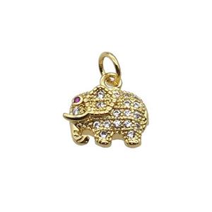 Copper Elephant Pendant Pave Zircon Gold Plated, approx 8-11mm [FN32879]