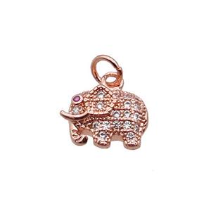 Copper Elephant Pendant Pave Zircon Rose Gold, approx 8-11mm [FN32880]
