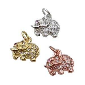 Copper Elephant Pendant Pave Zircon Mixed, approx 8-11mm [FN32881]