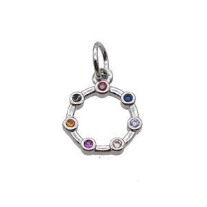 Copper Circle Pendant Pave Zircon Platinum Plated, approx 10mm [FN32889]