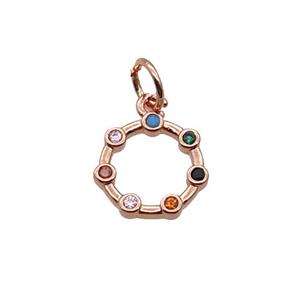 Copper Circle Pendant Pave Zircon Rose Gold, approx 10mm [FN32891]
