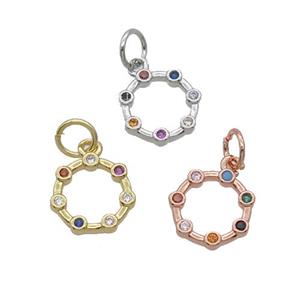 Copper Circle Pendant Pave Zircon Mixed, approx 10mm [FN32892]
