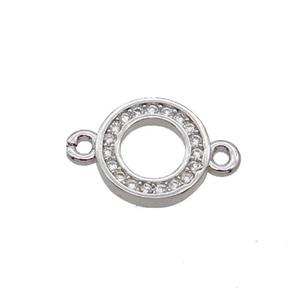 Copper Circle Connector Pave Zircon Platinum Plated, approx 9.5mm [FN32893]