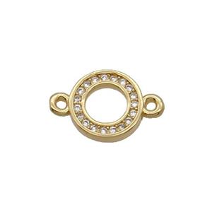 Copper Circle Connector Pave Zircon Gold Plated, approx 9.5mm [FN32894]