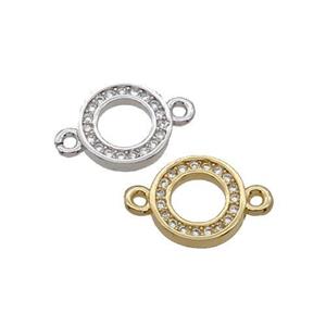 Copper Circle Connector Pave Zircon Mixed, approx 9.5mm [FN32895]