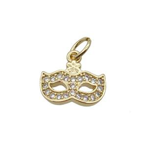 Copper EyeMask Pendant Pave Zircon Gold Plated, approx 8-11.5mm [FN32897]