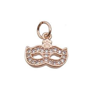 Copper EyeMask Pendant Pave Zircon Rose Gold, approx 8-11.5mm [FN32898]