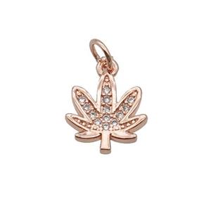 Copper Leaf Pendant Pave Zircon Rose Gold, approx 11mm [FN32902]