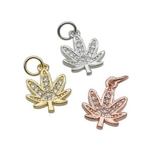 Copper Leaf Pendant Pave Zircon Mixed, approx 11mm [FN32903]