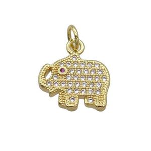 Copper Elephant Pendant Pave Zircon Gold Plated, approx 11-12.5mm [FN32905]