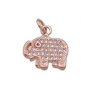 Copper Elephant Pendant Pave Zircon Rose Gold, approx 11-12.5mm [FN32906]
