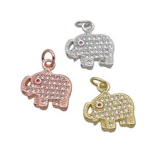 Copper Elephant Pendant Pave Zircon Mixed, approx 11-12.5mm [FN32907]