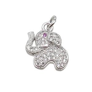 Copper Elephant Pendant Pave Zircon Platinum Plated, approx 11-12.5mm [FN32908]
