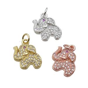 Copper Elephant Pendant Pave Zircon Mixed, approx 11-12.5mm [FN32911]