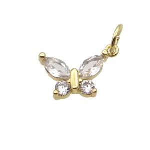 Copper Butterfly Pendant Pave Zircon Gold Plated, approx 8-11.5mm [FN32913]