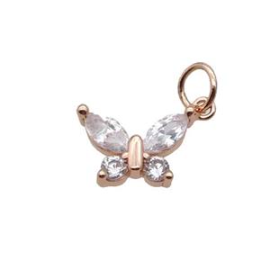 Copper Butterfly Pendant Pave Zircon Rose Gold, approx 8-11.5mm [FN32914]