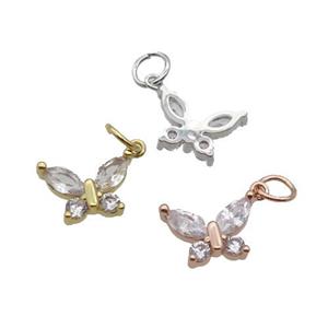 Copper Butterfly Pendant Pave Zircon Mixed, approx 8-11.5mm [FN32915]