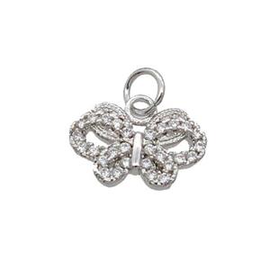 Copper Butterfly Pendant Pave Zircon Platinum Plated, approx 8-12.5mm [FN32916]