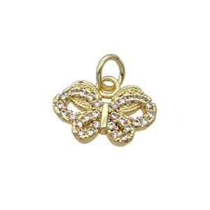 Copper Butterfly Pendant Pave Zircon Gold Plated, approx 8-12.5mm [FN32917]