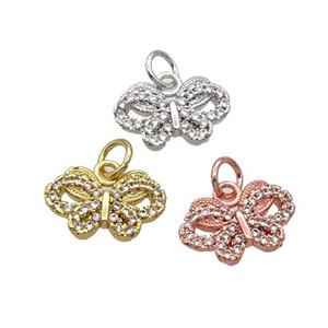 Copper Butterfly Pendant Pave Zircon Mixed, approx 8-12.5mm [FN32919]