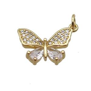 Copper Butterfly Pendant Pave Zircon Gold Plated, approx 10-14mm [FN32929]