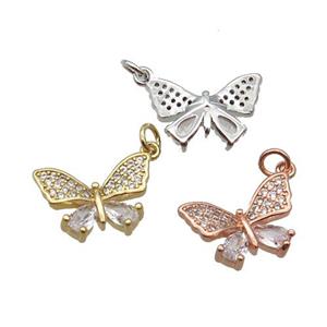 Copper Butterfly Pendant Pave Zircon Mixed, approx 10-14mm [FN32931]