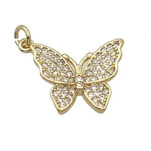 Copper Butterfly Pendant Pave Zircon Gold Plated, approx 12-15mm [FN32937]
