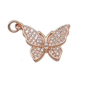 Copper Butterfly Pendant Pave Zircon Rose Gold, approx 12-15mm [FN32938]