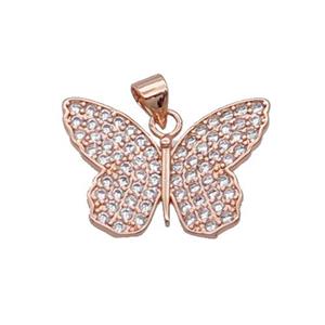 Copper Butterfly Pendant Pave Zircon Rose Gold, approx 17-23mm [FN32942]