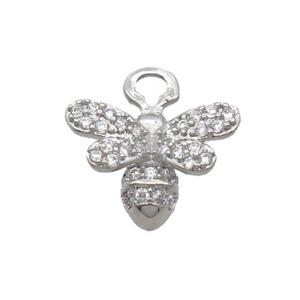 Copper Honeybee Pendant Pave Zircon Platinum Plated, approx 9-12mm [FN32944]