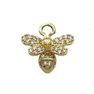 Copper Honeybee Pendant Pave Zircon Gold Plated, approx 9-12mm [FN32945]