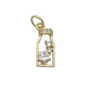 Copper Bottle Pendant Pave Zircon Gold Plated, approx 6-12.5mm [FN32955]