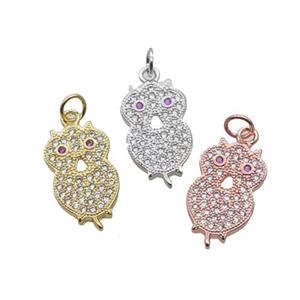 Copper Owl Pendant Pave Zircon Mixed, approx 9.5-15.5mm [FN32965]